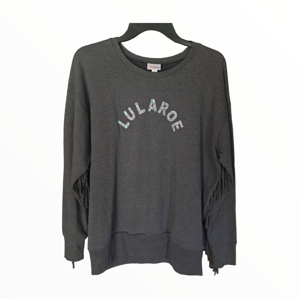 LuLaRoe Sweatshirt w/ Fringe Size Medium Grey